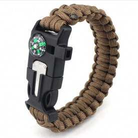 Браслет IP Paracord Flint-Fire + compass brown