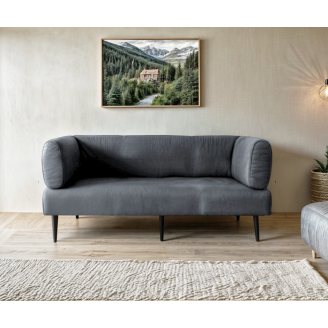 Диван із підлокітниками Tobi Sho Бенно-1 офісний з конусною ногою 2000х720х750 велюр Emilia 93 GREY