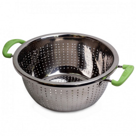 Дуршлаг d-24 см с двумя красными силиконовыми ручками из нержавеющей стали Kamille КМ-4358