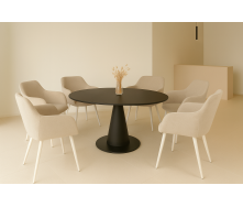 Комплект стульев обеденных Терра М-220 (6 шт.) с подлокотниками, мохер Макадамия/капучино, для кухни, столовой, 830×550×580 мм