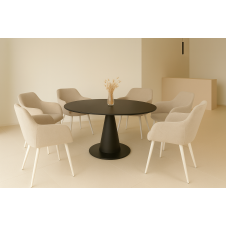 Комплект стульев обеденных Терра М-220 (6 шт.) с подлокотниками, мохер Макадамия/капучино, для кухни, столовой, 830×550×580 мм