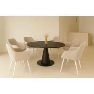 Комплект стульев обеденных Терра М-220 (6 шт.) с подлокотниками, мохер Макадамия/капучино, для кухни, столовой, 830×550×580 мм