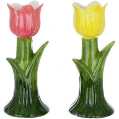 Набор интерьерных подсвечников Bona Tulip 17 см 2 шт Pink Yellow (DP261775) Киев