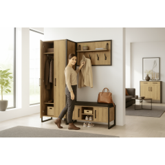 Комплект в прихожую Tobi Sho Рейден ПЛ/5 в стиле Лофт без зеркала, 1520x350x1900 мм Дуб аппалачи Ивано-Франковск