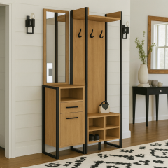 Прихожая в коридор Tobi Sho Бракстон ПЛ/6 в стиле Лофт с зеркалом, 1120x350x1900 мм Файервуд Полтава