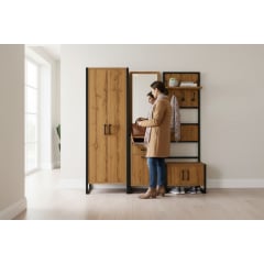 Прихожая модульная Tobi Sho Альто ПЛ/4 в стиле Лофт с зеркалом, 1780x350x1900 мм Файервуд Гайсин