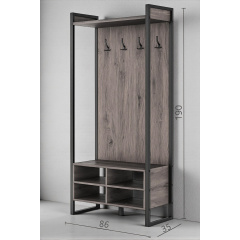 Прихожая в коридор Tobi Sho Бракстон ПЛ/6 в стиле Лофт с зеркалом, 1320x350x1900 мм Хортица Кропивницкий