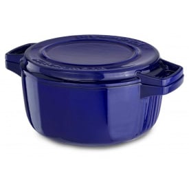 Кастрюля с крышкой-гриль, чугунная KitchenAid CPI60CRFUCast Iron, объем 3,8 л, диаметр 24см, цвет темно синий