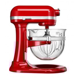 Планетарный миксер 6.0 л,KitchenAid Artisan IKSM6521XEER красный, стеклянная чаша