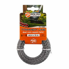 Жилка для триммера Polax Крученый квадрат с кордом 2,4 мм 15 м Серебристый (70-085) Житомир