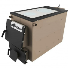 Твердопаливний котел тривалого горіння Bizon М-200П 20 кВт із плитою + механічний терморегулятор