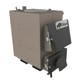 Твердопаливний котел тривалого горіння Bizon М-100П 10 кВт із плитою + комплект автоматики