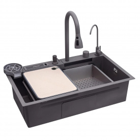 Кухонна мийка Kroner KRP Schwarze - SET7545NG PVD (3.0/0.8 мм) (CV033806)