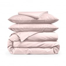 Двоспальна постіль сатин з простирадлом на гумці PETAL Cosas Пудра 180х220 см