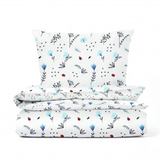 Подростковый комплект без простыни COSAS BLUE WILDFLOWERS Ранфорс 155х215 см Белый