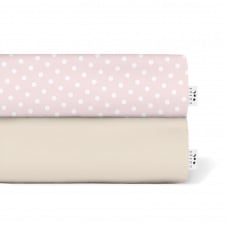 Набір простирадла на резинці COSAS BEIGE / ROSE DOTS Ранфорс 160х200х20 см 2 шт Рожевий/Бежевий