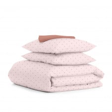 Семейная постель с простыней на резинке MINI DOTS CS26 COSAS розовый 2х160х220 см