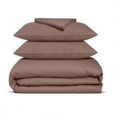 Евро постель сатин с простыней на резинке LATTE CS1 Cosas Коричневый 200х220 см