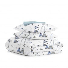 Євро постіль з простирадлом на гумці Dream Wigwam CS1 COSAS Блакитний 200х220 см