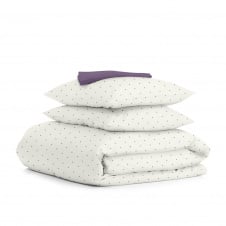 Полуторна постіль з простирадлом на гумці Mini Dots CS18 COSAS Білий 160х220 см