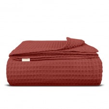 Плед-покривало вафельне COSAS 200х220 см Ruby Greek Waffle Бордовий