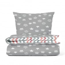 Підлітковий комплект без простирадла COSAS GREY CROWN Ранфорс 155х215 см Сірий (CrownGreyWave_155_2)