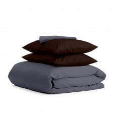 Семейный комплект постельного белья Grey CS4 COSAS Шоколад 2х160х220 см