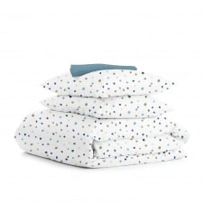 Евро комплект COSAS COLOR BLOTS Ранфорс 200х220 см Голубой/Белый