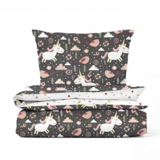 Дитячий комплект без простирадла COSAS UNICORN Ранфорс 110х140 см Сірий