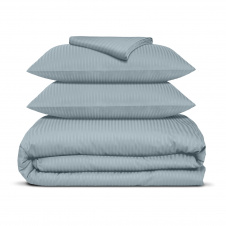 Сімейна постіль сатин з простирадлом на гумці CASHMERE Cosas Сизий 2х160х220 см