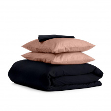 Сімейний комплект COSAS BLACK SATIN CS8 Сатин 2х160х220 см Бежевий/Чорний