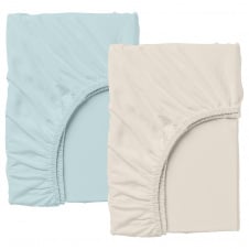 Набір простирадла на резинці COSAS BEIGE / BLUE Ранфорс 90х200х20 см 2 шт Блакитний/Бежевий