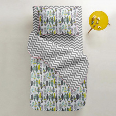 Дитяче простирадло COSAS GREY ZIGZAG Ранфорс 60х120х12 см Сірий