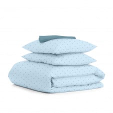 Полуторная постель с простыней на резинке Mini Dots CS13 COSAS Голубой 160х220 см