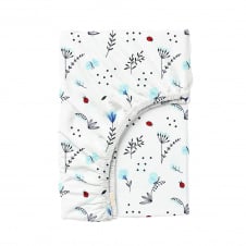 Простирадло на резинці 80х160 см BLUE WILDFLOWERS COSAS Білий