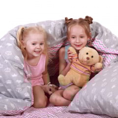 Простирадло півтораспальне COSAS GREY ZIGZAG CS1 Ранфорс 155х240 см Рожевий Бушеве