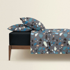 Сімейна постіль з простирадлом на гумці GEMSTONES Cosas сірий 2х160х220 см Вознесенськ