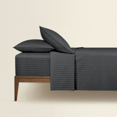 Двоспальна постіль сатин з простирадлом на гумці LAVA Cosas Графіт 180х220 см Братське