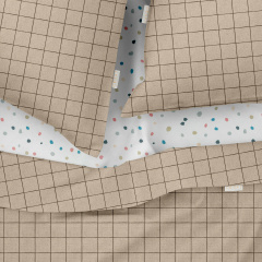 Полуторна постіль з простирадлом на гумці COSAS Beige Geometry CS8 160х220 см Різнокольоровий Дзензелівка