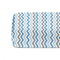 Простирадло на резинці COSAS GREY ZIGZAG Ранфорс 140х200х20 см Синій Васильків