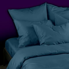 Євро постіль сатин з простирадлом на гумці OCEAN Cosas смарагдовий 200х220 см Пологи