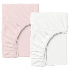 Набір простирадла на резинці COSAS WHITE / PUDRA Ранфорс 160х200х20 см 2 шт Рожевий/Білий Стрий