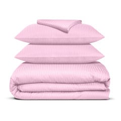 Двоспальна постіль сатин з простирадлом на гумці BUBBLE Cosas рожевий 180х220 см Бородянка