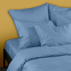 Двуспальная постель сатин с простыней на резинке CLOUD Cosas Небесный 180х220 см Лосиновка
