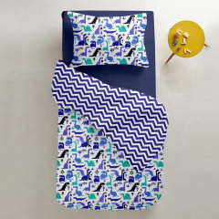 Подростковый комплект на резинке COSAS BLUE DINO Ранфорс 155х215 см Смела