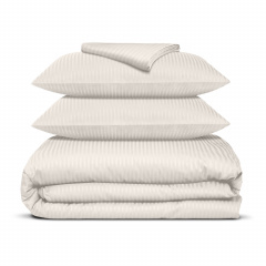 Полуторна постіль сатин з простирадлом на резинці ALMOND Cosas Кремовий 160х220 см Пологи