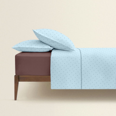 Двоспальна постіль з простирадлом на гумці Mini Dots CS40 COSAS Блакитний 180х220 см Надвірна