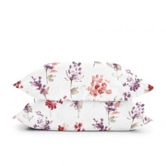 Двоспальна постіль з простирадлом на гумці Watercolor Flowers CS3 COSAS Фіолетовий 180х220 см Дніпрорудне