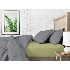 Євро постіль з простирадлом на гумці SHADOW CS10 COSAS Графіт 200х220 см Ромни