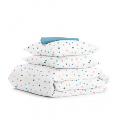 Двуспальный комплект COSAS COLOR BLOTS Ранфорс 180х220 см Голубой/Белый Южноукраинск